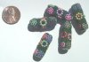 5 28x11mm Dark Green Clay Ladaki Tubes with Flowers